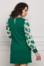 Rochie Dy Fashion verde cu imprimeu pe maneci