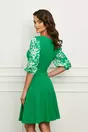 Rochie Dy Fashion verde cu maneci din satin