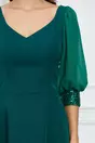 Rochie Dy Fashion verde cu maneci din voal si mansete din paiete