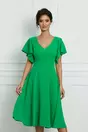 Rochie Dy Fashion verde cu maneci tip volanas