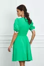 Rochie Dy Fashion verde cu mansete si guler cu imprimeu