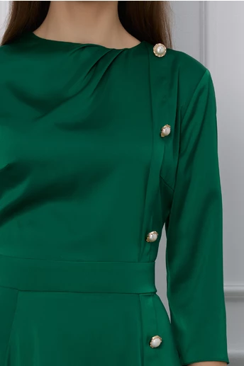 Rochie Dy Fashion verde cu nasturi pe o parte