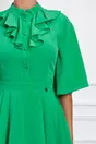 Rochie Dy Fashion verde cu nasturi si volan la bust
