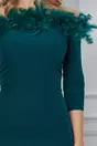 Rochie Dy Fashion verde cu pene si umeri goi