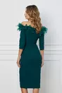 Rochie Dy Fashion verde cu pene si umeri goi