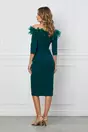 Rochie Dy Fashion verde cu pene si umeri goi
