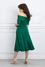 Rochie Dy Fashion verde cu umeri goi si accesoriu in talie