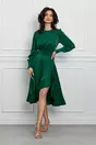 Rochie Dy Fashion verde din satin cu volan pe fusta