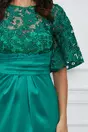 Rochie Dy Fashion verde din tafta cu dantela florala la bust