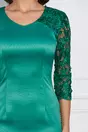 Rochie Dy Fashion verde din tafta cu o maneca din dantela