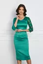 Rochie Dy Fashion verde din tafta cu o maneca din dantela