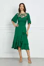 Rochie Dy Fashion verde din triplu voal cu bust din dantela
