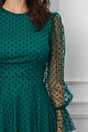 Rochie Dy Fashion verde din tull cu buline catifelate
