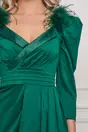 Rochie Dy Fashion verde eleganta cu pene la umeri