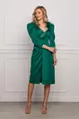 Rochie Dy Fashion verde eleganta cu pene la umeri