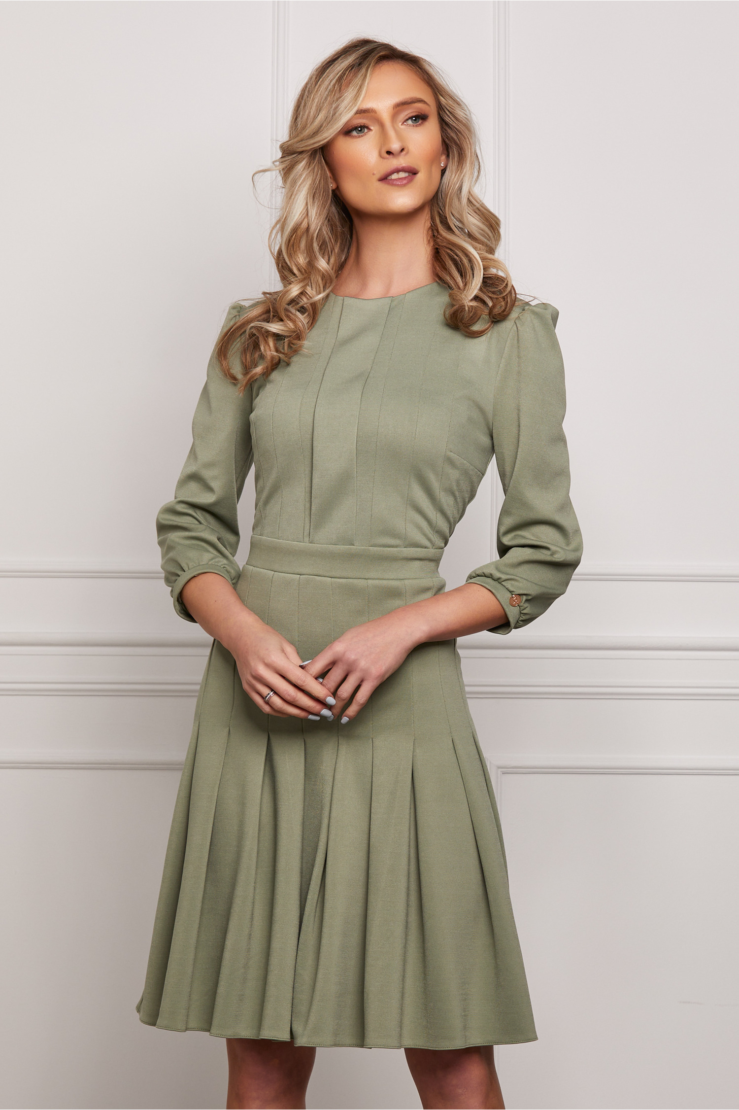 Rochie Dy Fashion verde fistic cu pliuri pe fusta La Reduecre – Livrare și Retur Gratuit Rochii 2023-09-30
