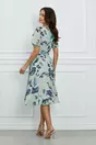 Rochie Dy Fashion verde mint cu imprimeu albastru si floare 3D