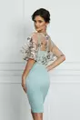 Rochie Dy Fashion verde mint din tafta cu dantela florala la bust