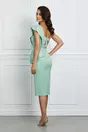 Rochie Dy Fashion verde mint pe un umar cu broderie si peplum