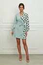 Rochie Dy Fashion verde mint tip sacou cu buline pe o parte