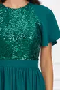 Rochie Dy Fashion verde vaporoasa cu paiete la bust