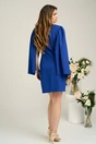 Rochie eleganta din stofa albastra tip sacou cu maneci decupate