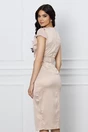 Rochie eleganta bej din satin cu paiete