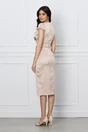 Rochie eleganta bej din satin cu paiete
