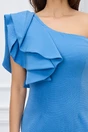 Rochie eleganta bleu cu un volan pe umar