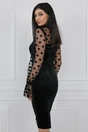 Rochie eleganta din catifea neagra cu buline pe maneci