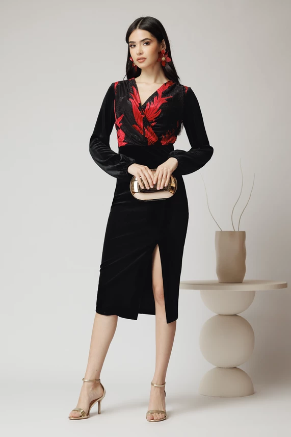 Rochie eleganta din catifea neagra
