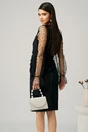Rochie eleganta din catifea neagra cu maneci din tull cu buline