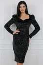 Rochie eleganta din catifea neagra cu paiete