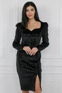 Rochie eleganta din catifea neagra cu paiete