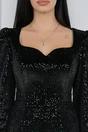 Rochie eleganta din catifea neagra cu paiete