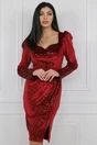 Rochie eleganta din catifea rosie cu paiete