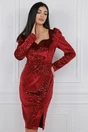 Rochie eleganta din catifea rosie cu paiete