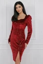 Rochie eleganta din catifea rosie cu paiete