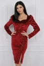 Rochie eleganta din catifea rosie cu paiete