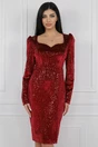 Rochie eleganta din catifea rosie cu paiete