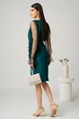 Rochie eleganta din catifea verde cu maneci din tull cu buline