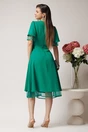 Rochie eleganta din crep verde cu volane din tull la maneci