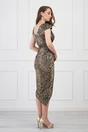 Rochie eleganta din lurex aurie cu reflexii si fronseu
