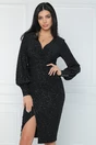 Rochie eleganta din lurex neagra cu fronseuri