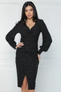 Rochie eleganta din lurex neagra cu fronseuri