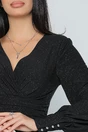 Rochie eleganta din lurex neagra cu fronseuri