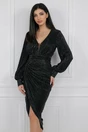 Rochie eleganta din lurex neagra cu fusta petrecuta