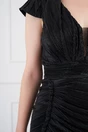 Rochie eleganta din lurex neagra cu reflexii si fronseu