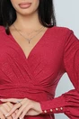 Rochie eleganta din lurex rosie cu fronseuri