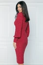 Rochie eleganta din lurex rosie cu fronseuri